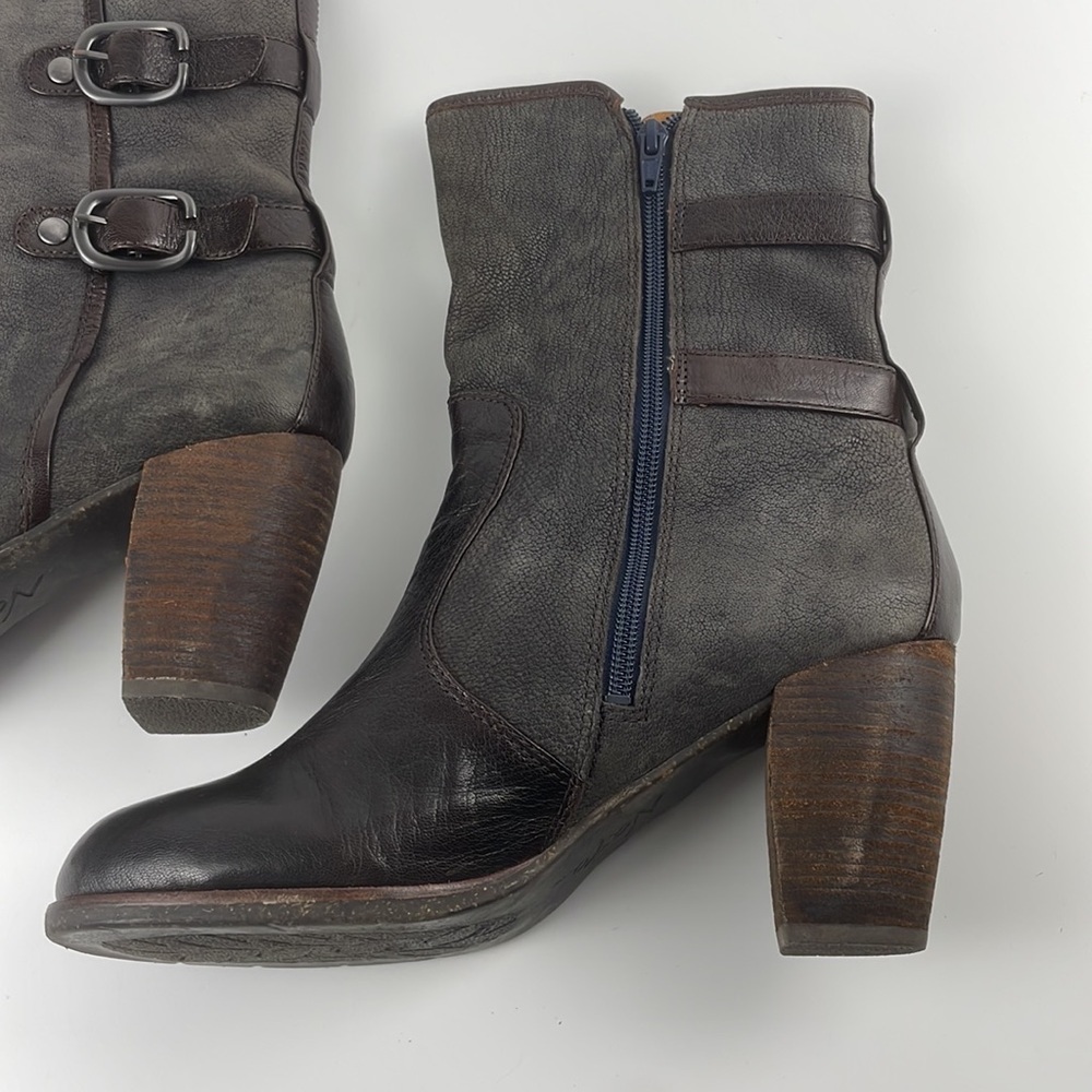 Naya | 3.5” heel Lightning Blue Grey Leather Bootie Edgy Punk Goth Romantic 10.5 - Picture 9 of 14